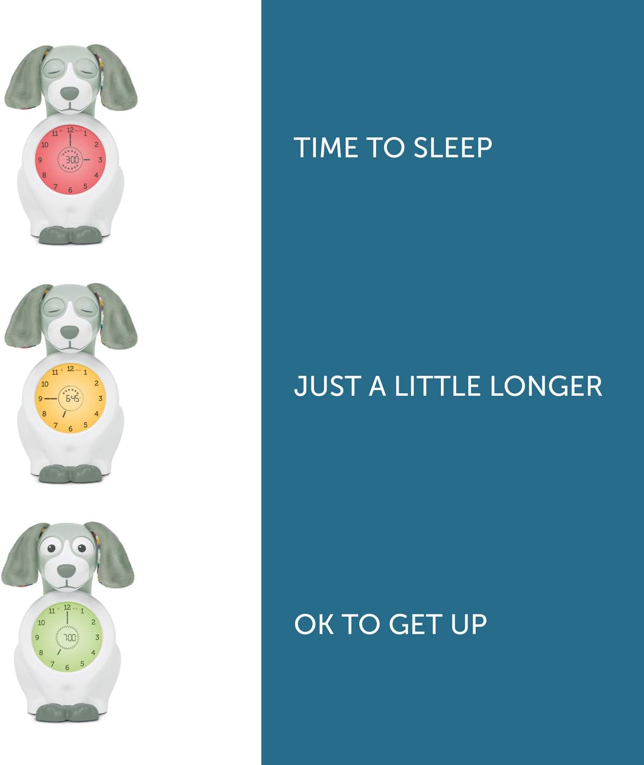 ZAZU Davy The Dog Clock - Sleep Trainer Clock & Nightlight for Kids | Light Up Alarm Clock | Helps teach your child when to wake up with visual indicators | Adjustable Brightness | Auto off