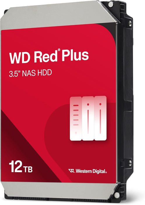 WD Red Plus 12TB NAS 3.5" Internal Hard Drive - 7200 RPM Class, SATA 6Gb/s, CMR, 512MB Cache
