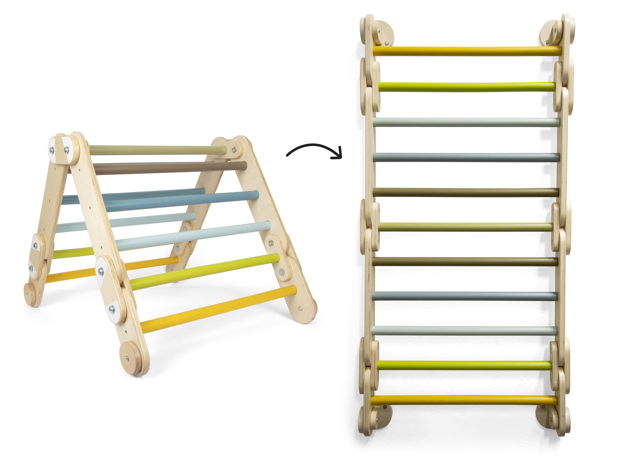 small foot klimmen driehoek muur bars 2in1 Adventure van hout, met 4 adapters, activiteit speelgoed, vanaf 2 jaar, 12625