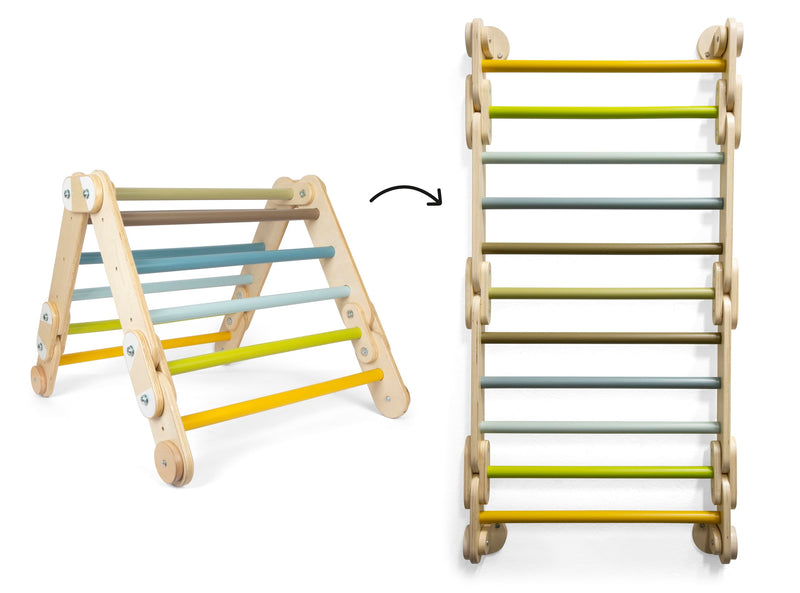 small foot klimmen driehoek muur bars 2in1 Adventure van hout, met 4 adapters, activiteit speelgoed, vanaf 2 jaar, 12625