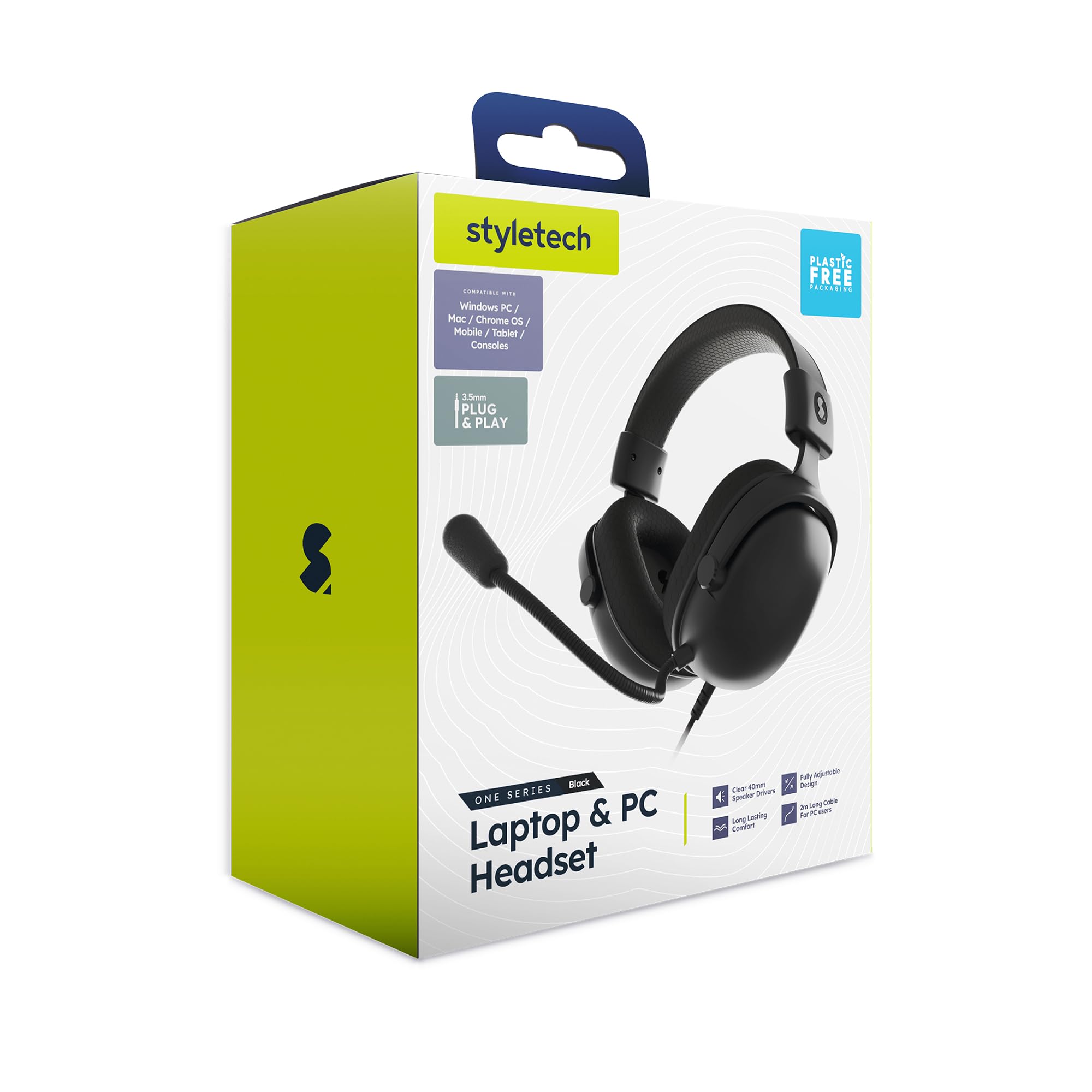 styletech Laptop and PC Headset compatible with Windows, Mac and Console - Black