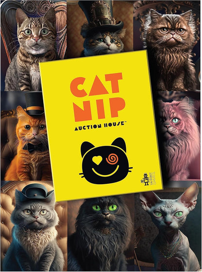 Enter The World of Catnip Auction House - A Strategic Bidding Board Game for 3-10 Players, Ages 8+, Where Elite Cats Bid for Victory!