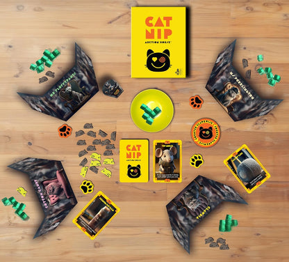 Enter The World of Catnip Auction House - A Strategic Bidding Board Game for 3-10 Players, Ages 8+, Where Elite Cats Bid for Victory!