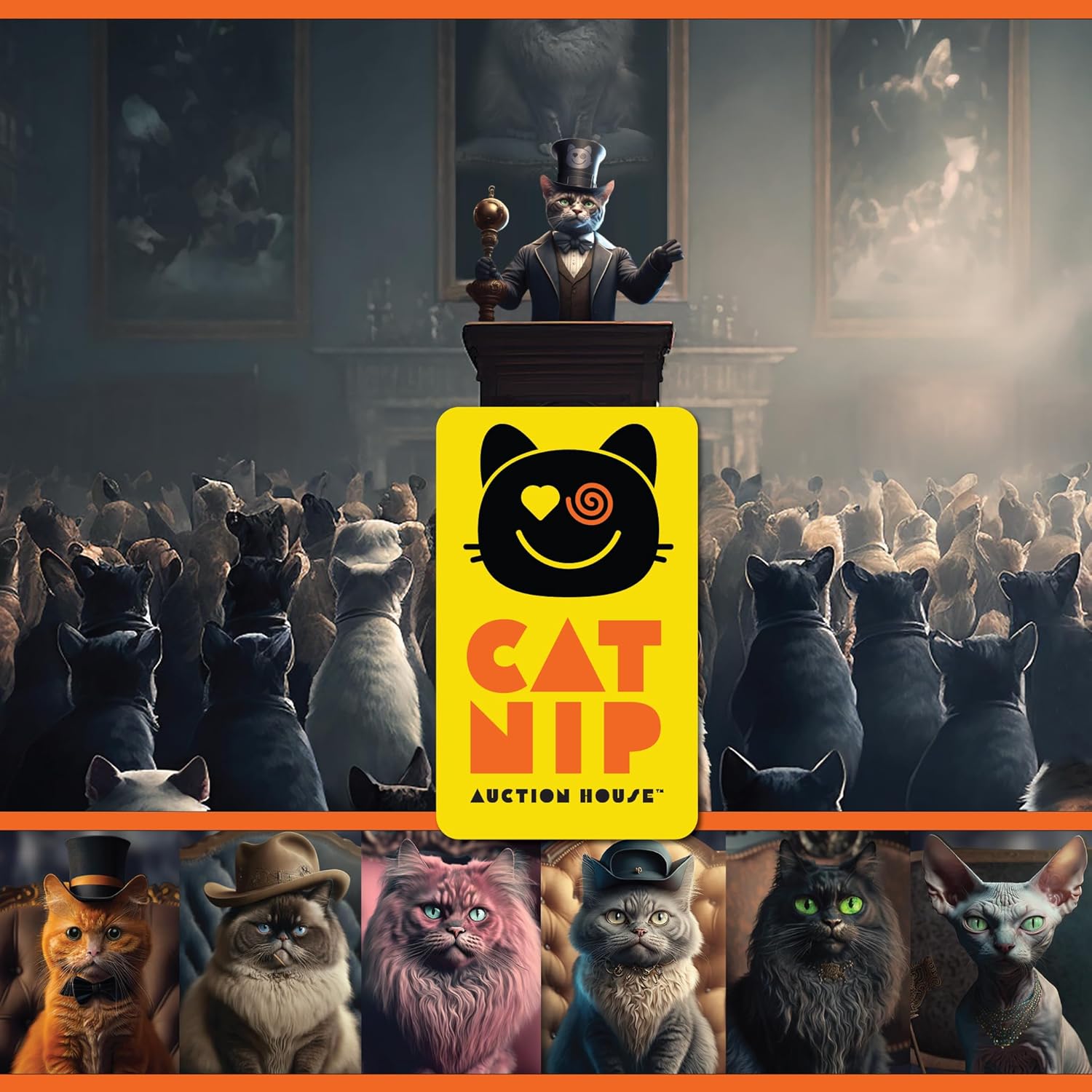 Enter The World of Catnip Auction House - A Strategic Bidding Board Game for 3-10 Players, Ages 8+, Where Elite Cats Bid for Victory!