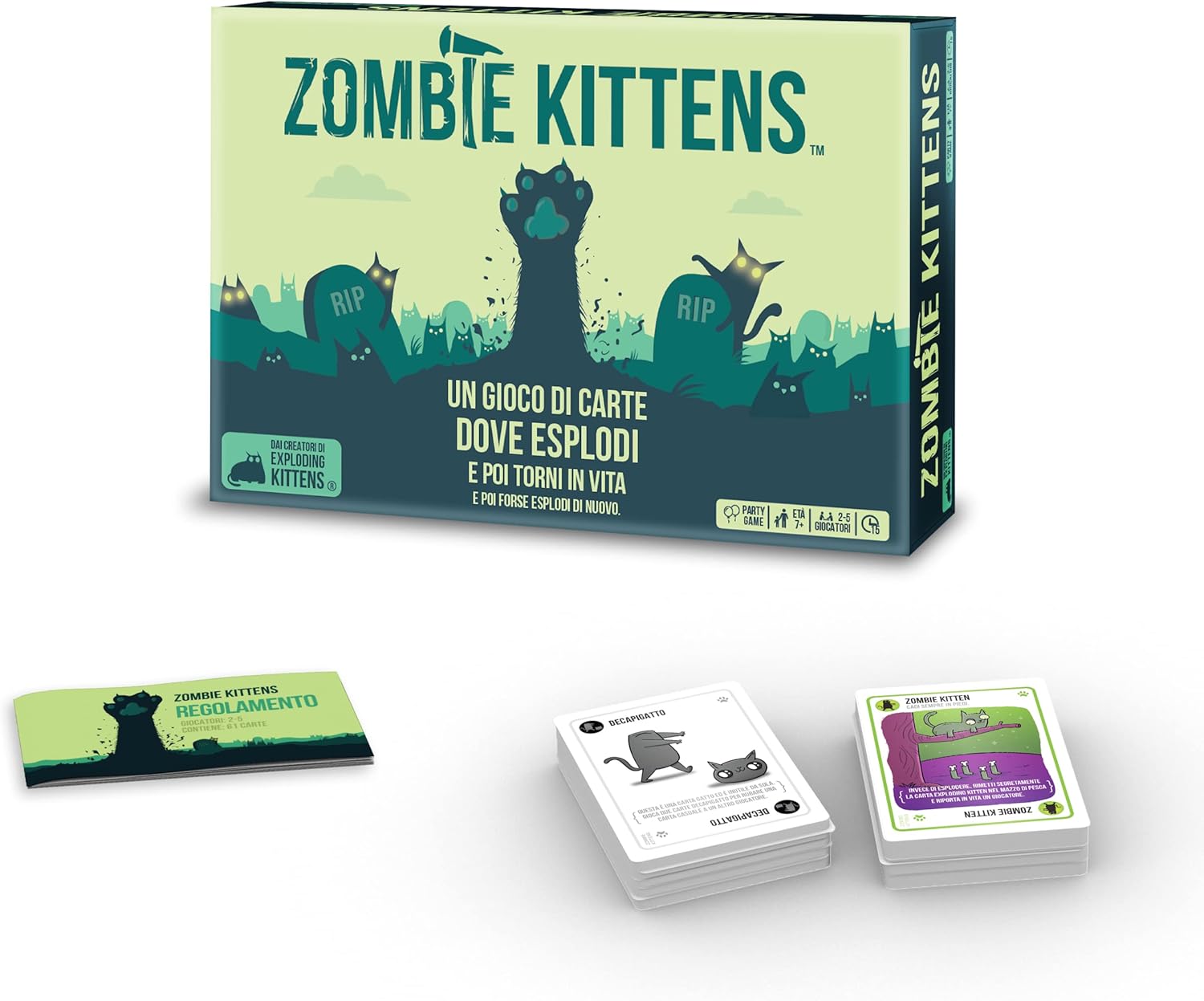 Asmodee - Zombie Kittens - Juego de Cartas, Partido, 2-5 Jugadores, 7+ años, edición en Italiano