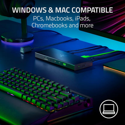 Razer USB 4 Dock - High-Speed Dock for Gaming and Productivity - 14-Port Design - Dual Display Support, Device Charging (3x USB-C, 5x USB-A, HDMI, DisplayPort, Gigabit Ethernet, 3.5mm Audio