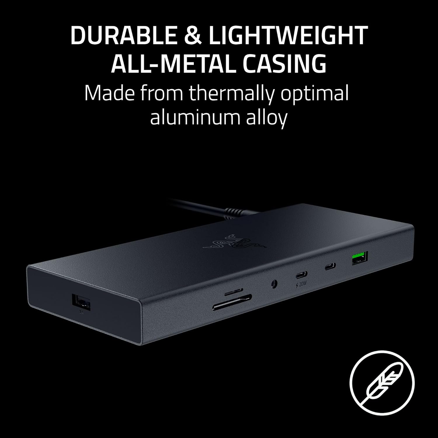 Razer USB 4 Dock - High-Speed Dock for Gaming and Productivity - 14-Port Design - Dual Display Support, Device Charging (3x USB-C, 5x USB-A, HDMI, DisplayPort, Gigabit Ethernet, 3.5mm Audio