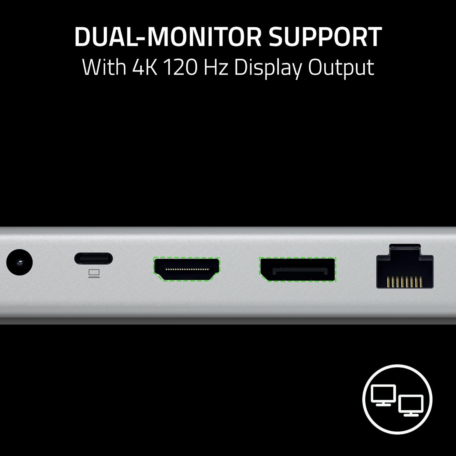Razer USB 4 Dock - High-Speed Dock for Gaming and Productivity - 14-Port Design - Dual Display Support, Device Charging (3x USB-C, 5x USB-A, HDMI, DisplayPort, Gigabit Ethernet, 3.5mm Audio) Mercury