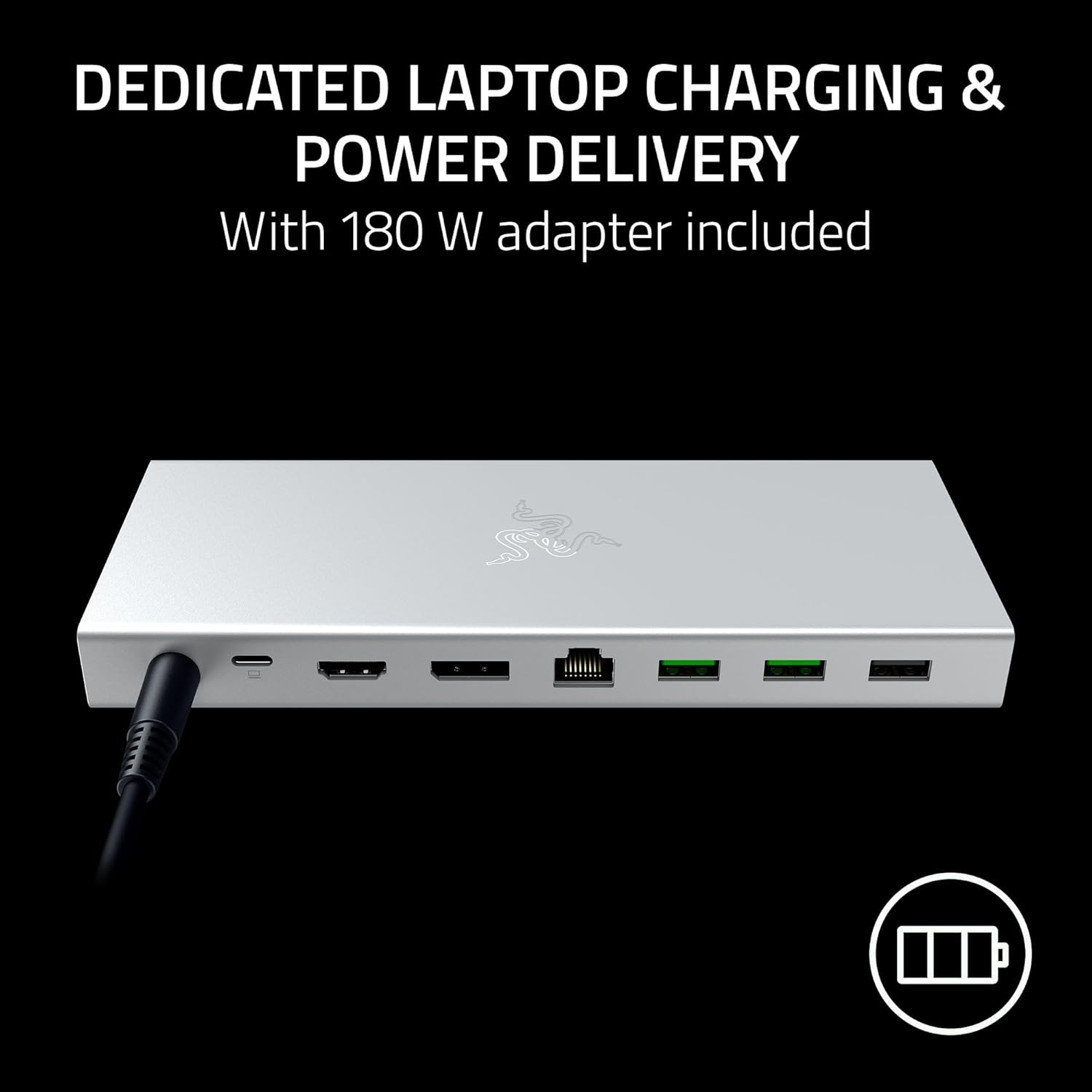 Razer USB 4 Dock - High-Speed Dock for Gaming and Productivity - 14-Port Design - Dual Display Support, Device Charging (3x USB-C, 5x USB-A, HDMI, DisplayPort, Gigabit Ethernet, 3.5mm Audio) Mercury