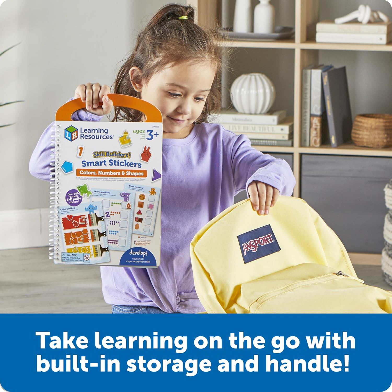 Learning Resources Skill Builders Smart Stickers Colours, Numbers & Shapes, Reusable Sticker Book, Preschool Classroom Must Haves, Busy Books, Ages 3+