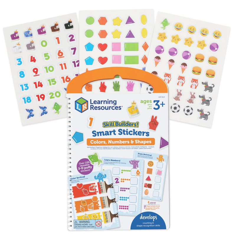 Learning Resources Skill Builders Smart Stickers Colours, Numbers & Shapes, Reusable Sticker Book, Preschool Classroom Must Haves, Busy Books, Ages 3+