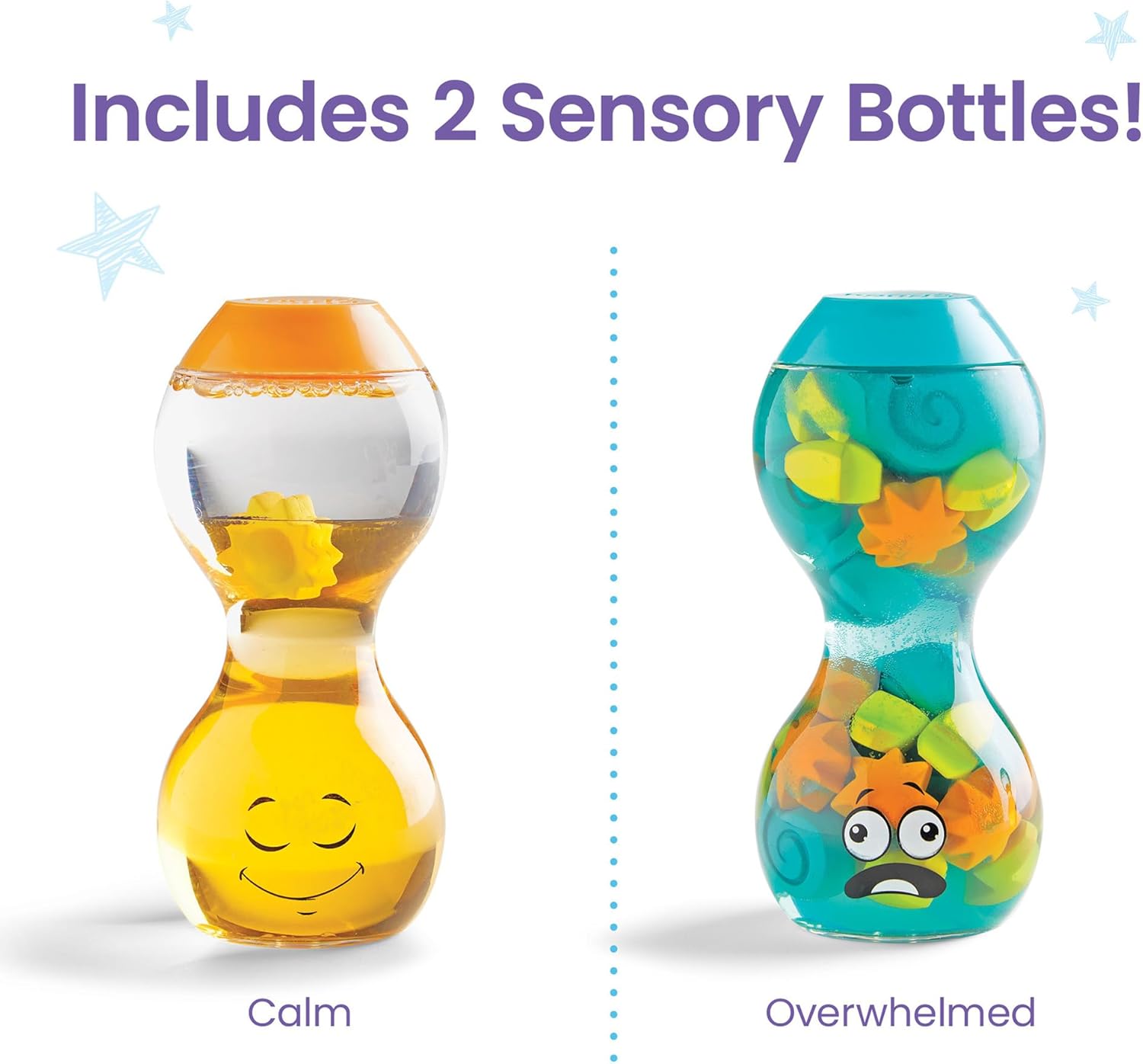 Learning Resources- Messa a Fuoco Express Your Feelings Bottiglie Sopraffatto e Calmo, età 3 Emozioni, sensoriali, Giocattoli Antistress, Apprendimento Sociale ed emotivo, Multicolore, M, 96241