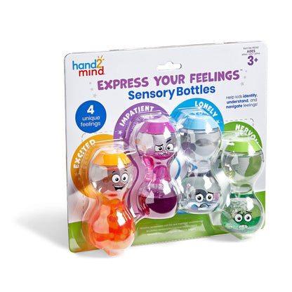 Learning Resources Express Your Feelings Bottiglie Sensoriali, Eccitato, Impaziente, Solo, Nervoso, Età 3+, Giochi sulle Emozioni, Gioco Sensoriale, Giochi Anti-stress, Apprendimento Sociale e Emotivo