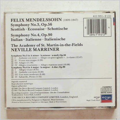 Mendelssohn: Symphonies No. 3 "Scottish" & 4 "Italian"