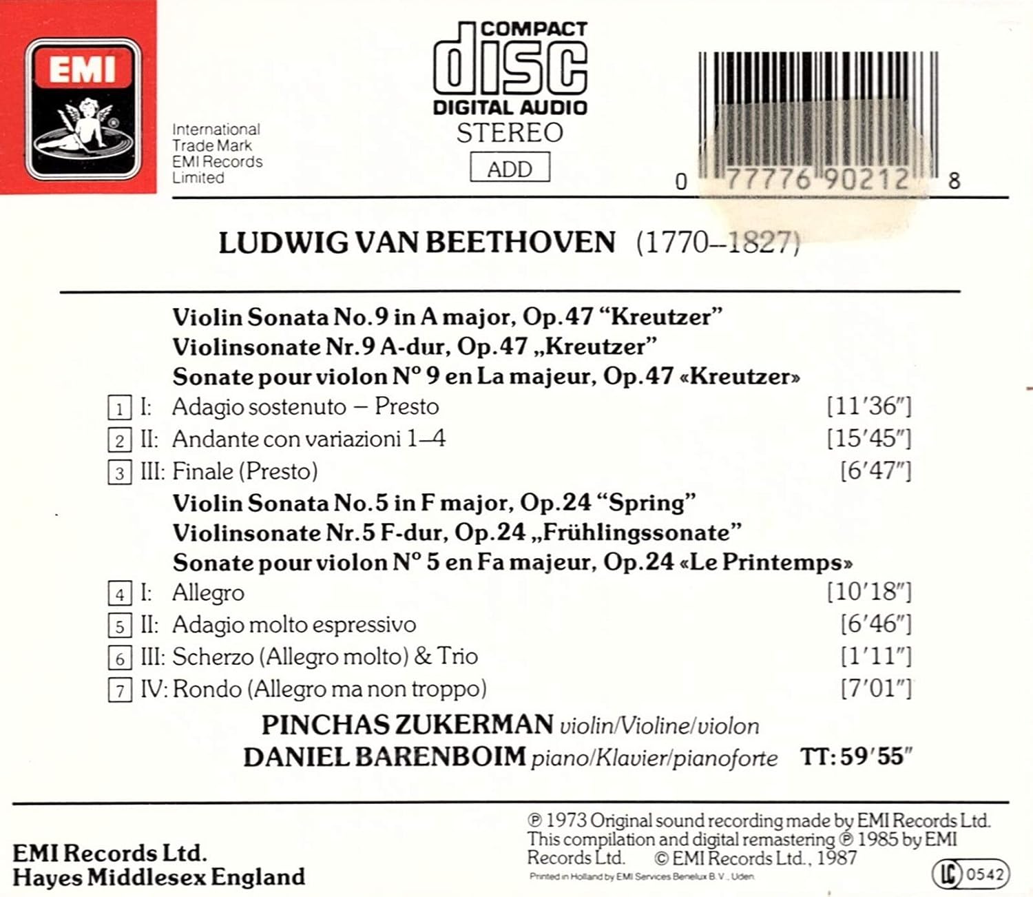 Beethoven: Violin Sonatas, Kreutzer & Spring