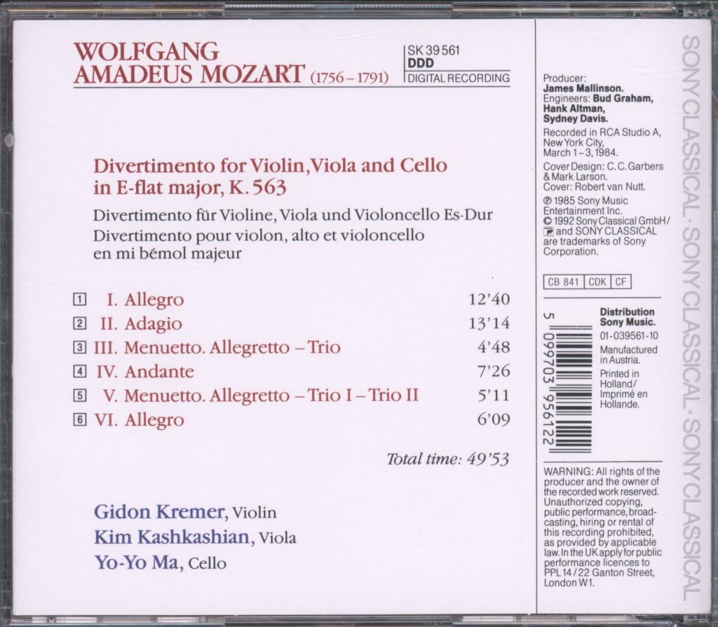 Mozart - Divertimento K 563