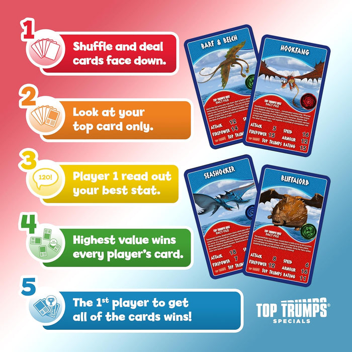 Top Trumps How to Train Your Dragon Educational travel game Play with Hiccup and Toothless,Travel Companion makes a gift for ages 6 plus