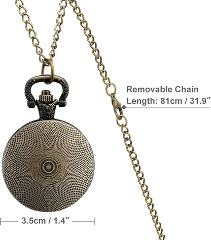Graphic Color Portrai Mouse Alloy Clock Vintage Pocket Watch Cute Hang Watches Pendent Necklace