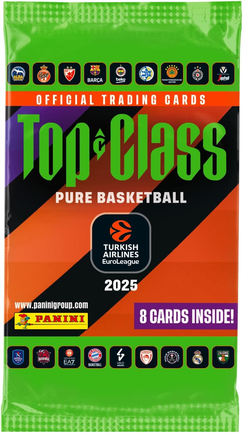 2024/25 Turkish Airlines EUROLEAGUE PANINI Top Class Official Card Collection Doos met 24 hoezen (8 kaarten per hoes