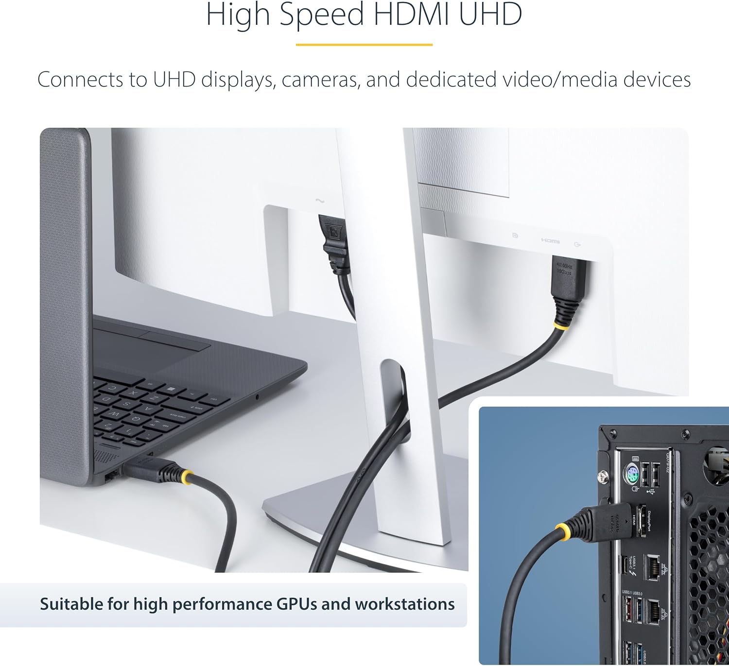 StarTech.com 10m (32.8ft) Active High Speed HDMI Cable, 4K 60Hz/1440p 144Hz, 18Gbps, UHD HDMI 2.0 Cord, TPE Jacket