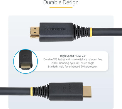 StarTech.com 10m (32.8ft) Active High Speed HDMI Cable, 4K 60Hz/1440p 144Hz, 18Gbps, UHD HDMI 2.0 Cord, TPE Jacket