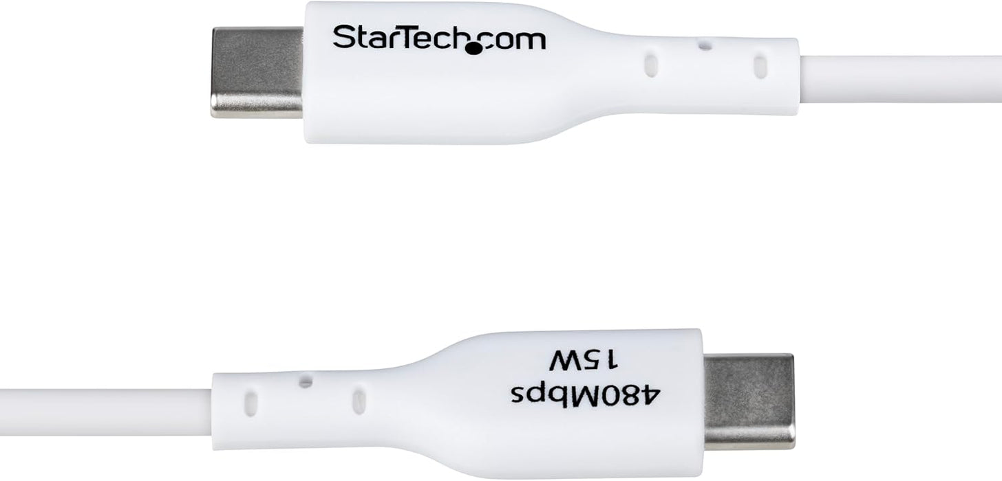 StarTech.com Câble de Charge USB-A vers USB-C de 1m, Charge et Synchronisation, 3A, USB 2.0, Gaine TPE - Cordon USB Blanc