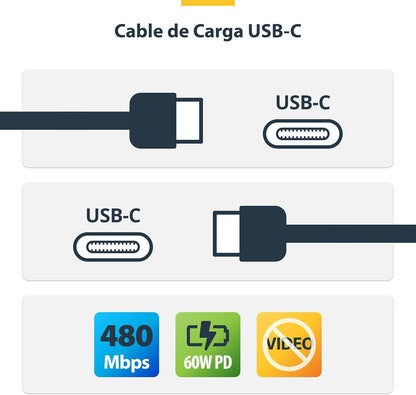 StarTech.com Cable de Carga USB-C de 4m - Cable Cargador USB Tipo C - Cable Cargador USB-C para Portátil - USB 2.0 - PD 60W