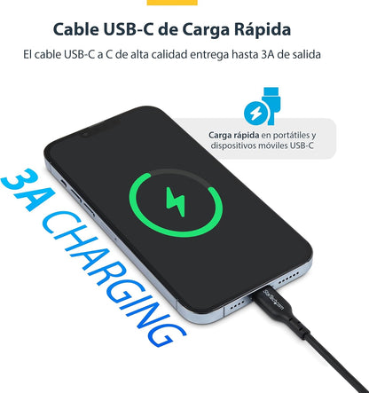 StarTech.com Cable de Carga USB-C de 4m - Cable Cargador USB Tipo C - Cable Cargador USB-C para Portátil - USB 2.0 - PD 60W