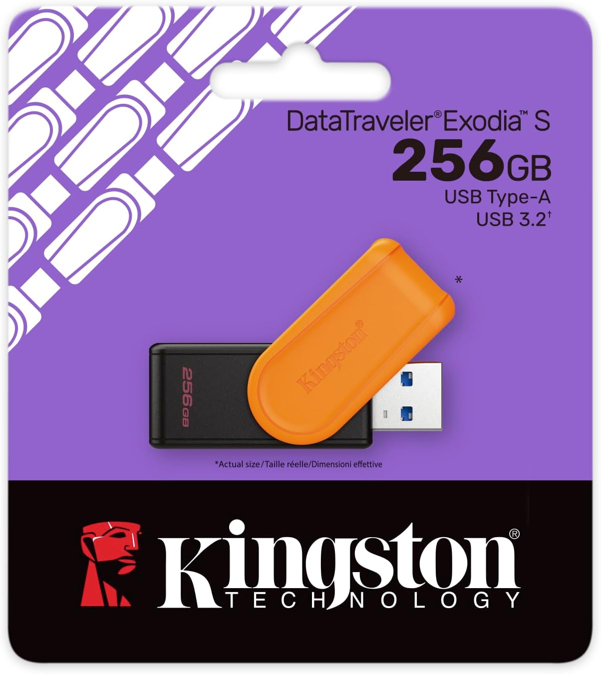 Kingston DataTraveler Exodia S Drive Flash USB - 256GB - USB 3.2 Gen 1 - USB Type A - Nero/Arancia - DTXS/