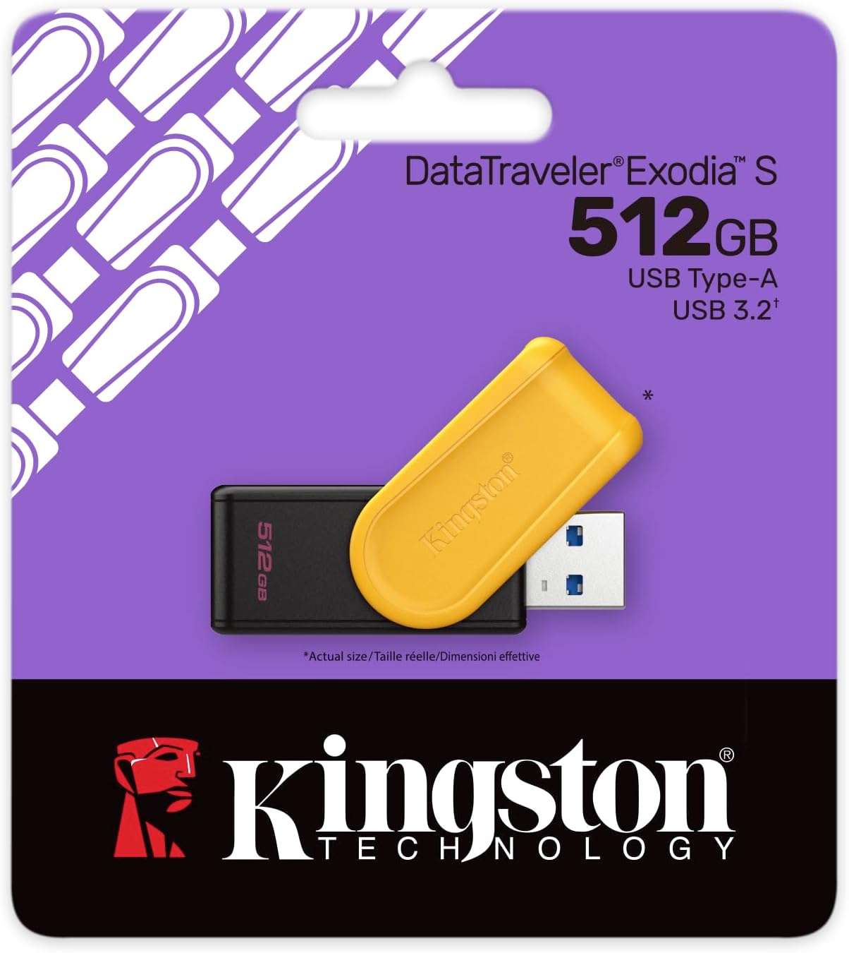 Kingston DataTraveler Exodia S Drive Flash USB - 512GB - USB 3.2 Gen 1 - USB Type A - Nero/Giallo - DTXS/