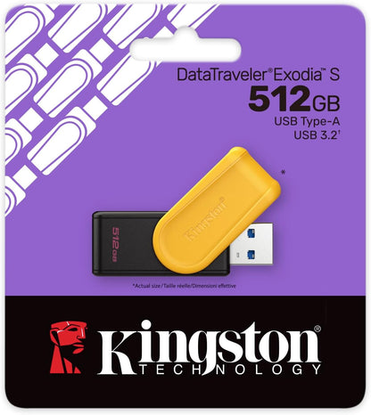 Kingston DataTraveler Exodia S Drive Flash USB - 512GB - USB 3.2 Gen 1 - USB Type A - Nero/Giallo - DTXS/