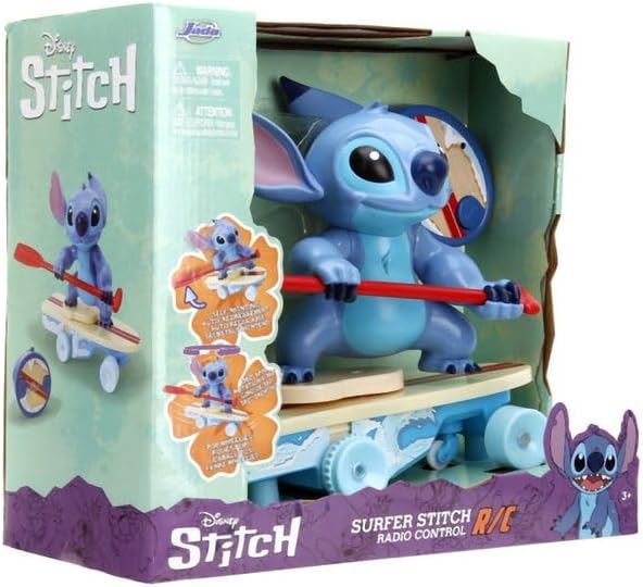 Jada - Disney Stitch Surfer Radio Controlled - Figuur draait 360° - Staat zichzelf op - Officieel gelicentieerd - Vanaf 3 jaar