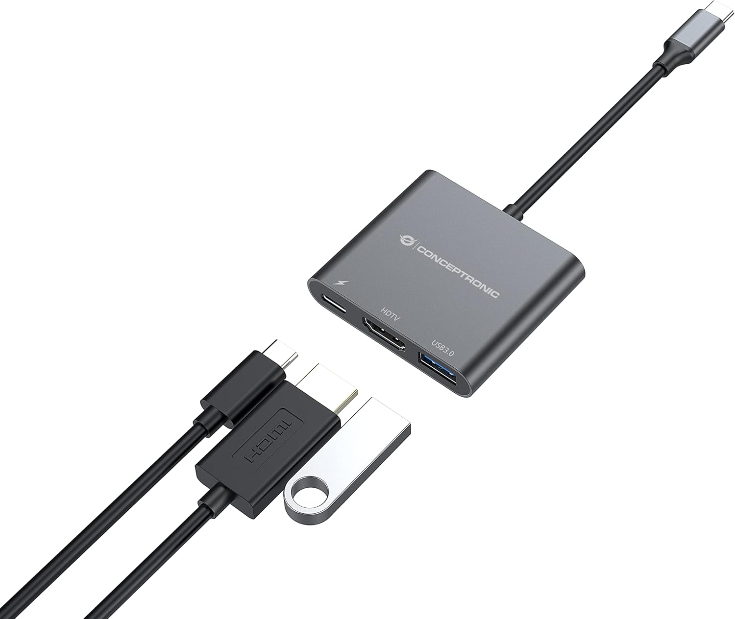 Conceptronic Dock Usb-C->Hdmi,Usb3.0,100Wpd 25Cm S