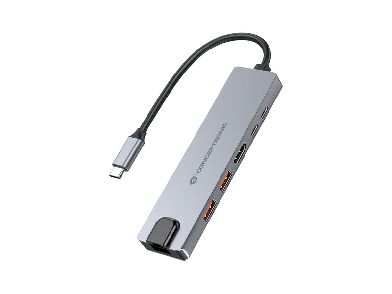 Conceptronic DONN29G Docking Station USB 3.2 Gen 2 6 in 1, 4K60Hz HDMI, USB-A 10Gbps x 2, USB-C 10Gbps, GbE LAN, 140W USB PD 3.1