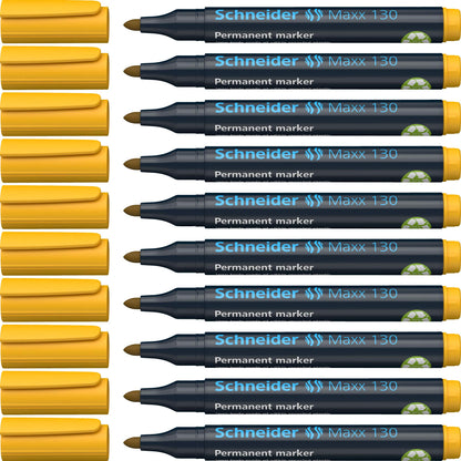 Schneider Marker Pen 130 1-3 mm Permanent Cap-Off-Ink Refillable Pack of 10 Yellow