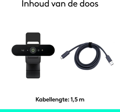 Logitech Brio 4K Webcam, Video Calling, Noise-Cancelling mic, HD Auto Light Correction, Wide Field of View, Works with Microsoft Teams, Zoom, Google Voice, Google Meet, PC/Mac/Laptop/Macbook/Tablet