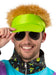Smiffys 80s Neon Green Visor Hat with Dark Blonde Hair, 1980's Fancy Dress, 1980s Dress Up Hats