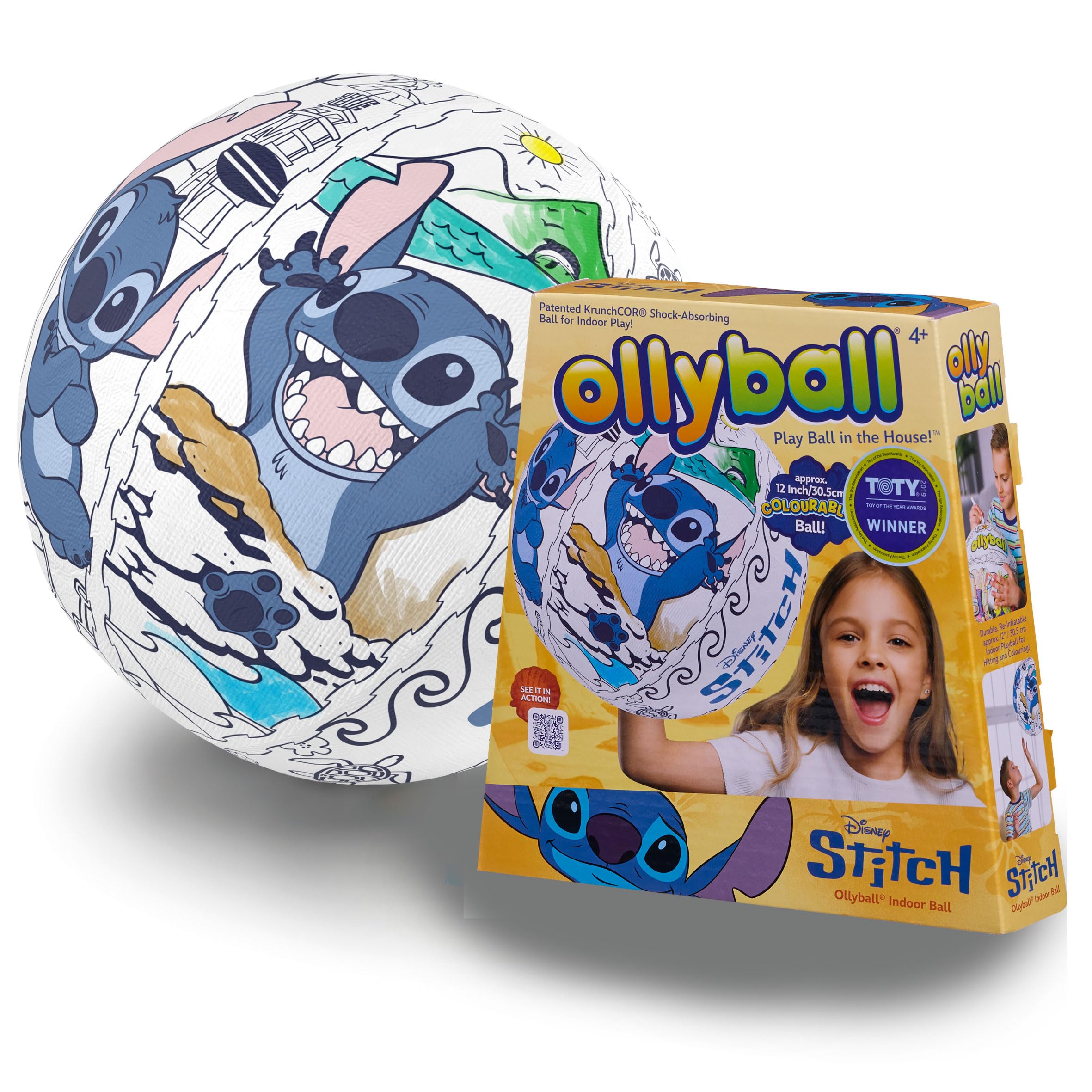 Ollyball, Disney Stitch, The Ultimate Indoor Play Ball for Kids and Parents, Colourable Ball, Suitable for Indoor and Outdoor Play