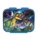 Depesche 13399 Dino World Galaxy - Lunchbox in donkerblauw, met dino motief en ruimtedesign, lunchbox met 3 vakken en transparante deksel