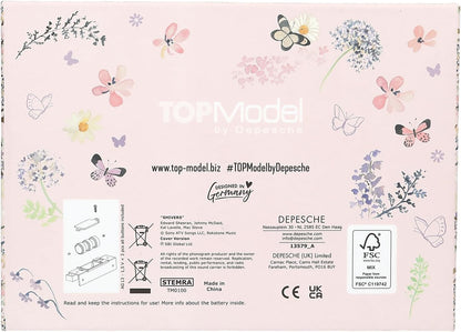 Depesche 13579 TOPModel Summer Feeling - Grote sieradendoos in roze, met modelmotief en bloemendetails, sieradendoos met code, geluid en spiegel