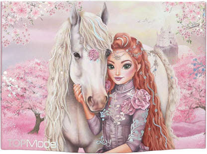Depesche 13608 TOPModel Viva Violet - Sieradendoosje in roze, met modelmotief, paard en licht, sieradendoosje met spiegel