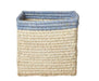 Rice - Raffia Basket Without Handles In Nature With Blue Border - 20 Cm X 20 Cm X 20 Cm - Natural With Blue Border