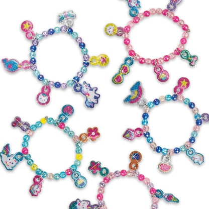 SES Creative 14747 Puffy Sticker Armbanden - Creatieve knutselset voor kinderen vanaf 5 jaar - Maak trendy armbanden met 60 gezwollen glitterstickers om 30 unieke bedels te maken