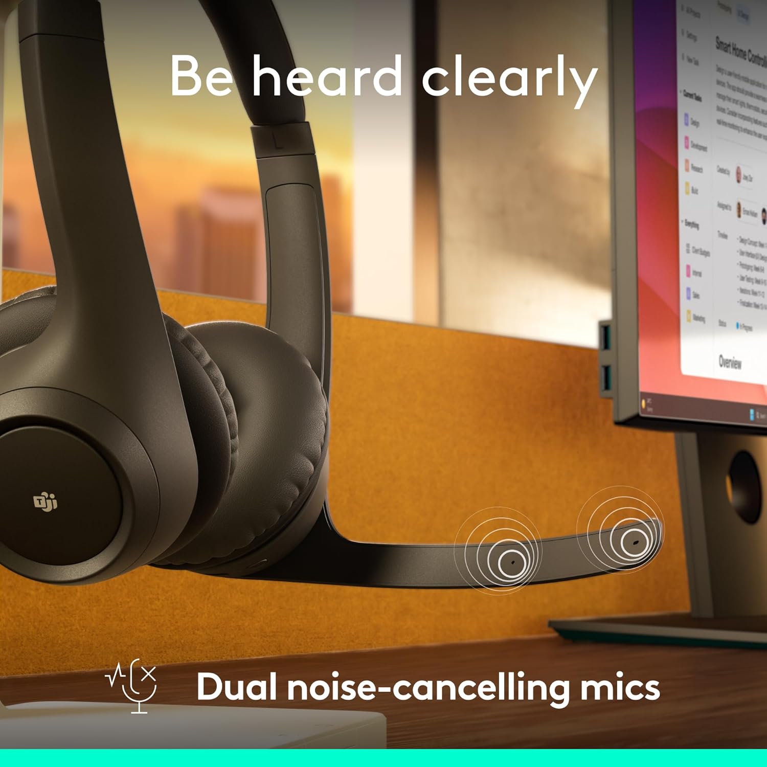 Logitech Zone 305 per aziende, cuffia con microfono wireless Bluetooth, Bluetooth nativo, per Microsoft Teams, compatibile con Windows, Mac, Chrome, Linux, iOS, iPadOS, Android - Nero
