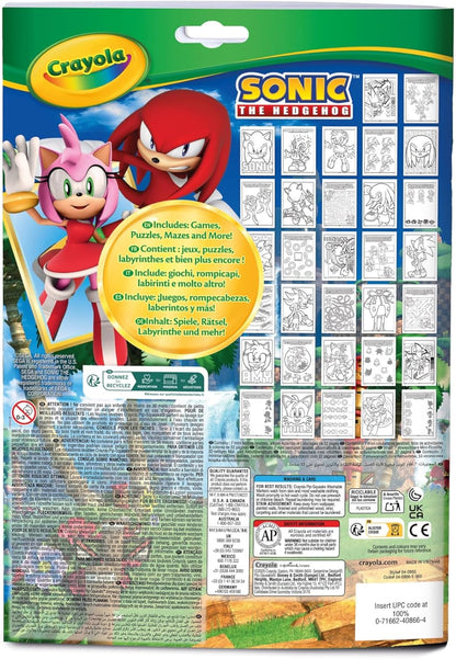CRAYOLA - Sonic Activity & Coloring Album, 32 Colouring Pages and 7 Mini Washable Markers 04-0866G