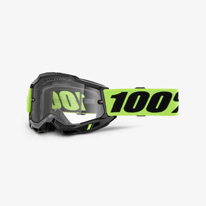 100% Accuri 2 Enduro MTB Safety Goggles, Neon/Transparent