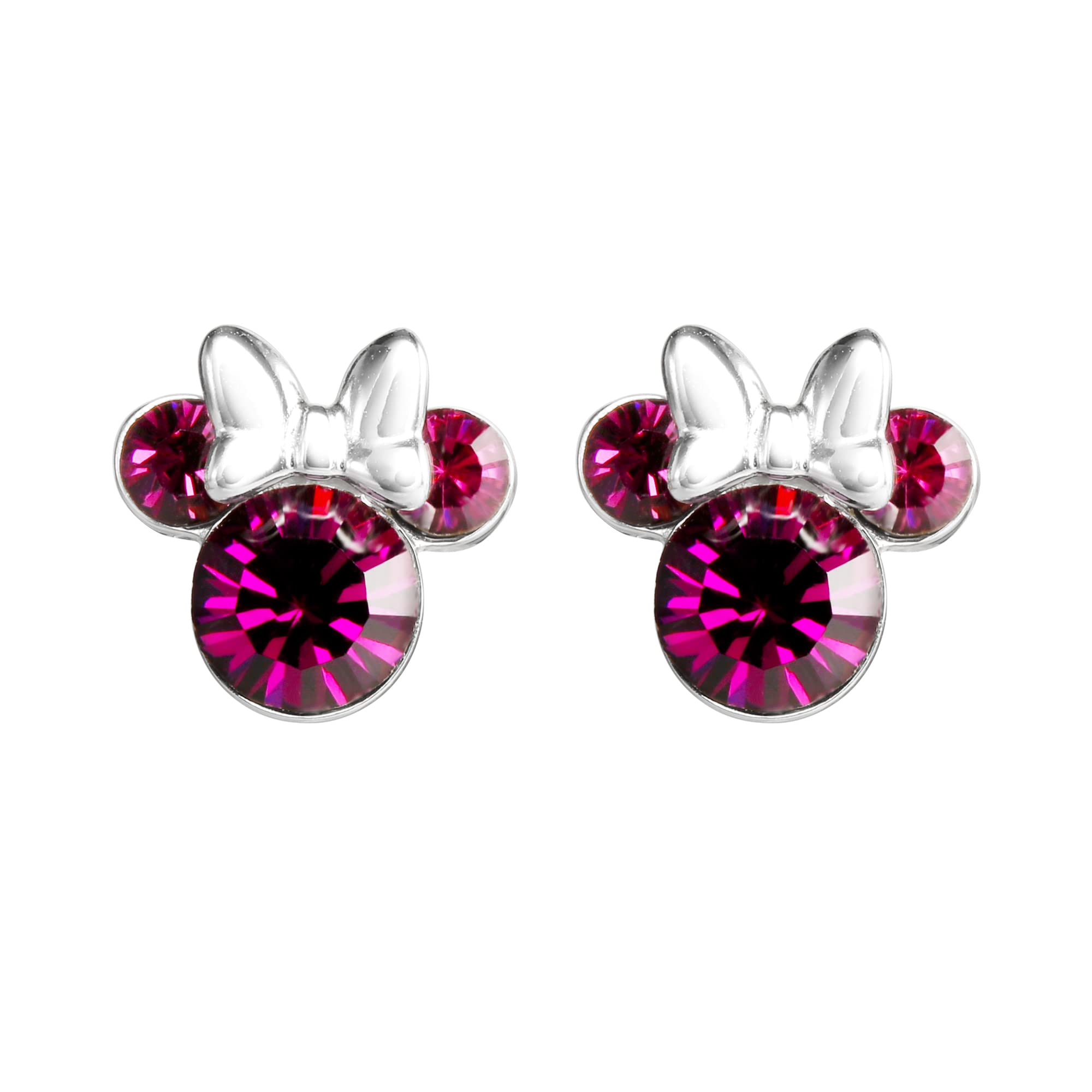 Disney Minnie Mouse Sterling Silver October Birthstone Earrings