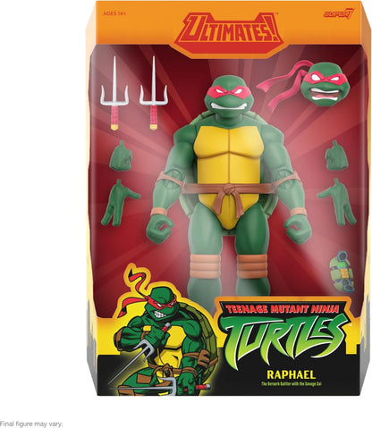 Super7 ULTIMATES! Teenage Mutant Ninja Turtles Raphael - 7" TMNT Action Figure with Accessories Classic Cartoon Collectibles and Retro Toys