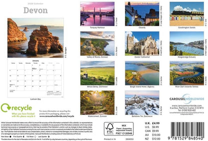 Carousel Worldwide, Devon 2026 A5 Wall Calendar
