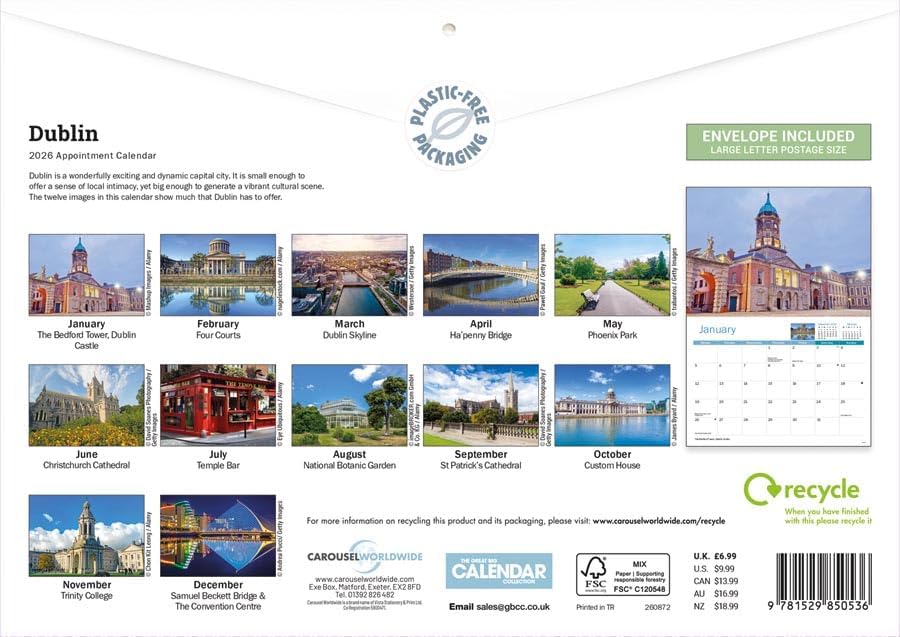 Dublin 2026 A4 Wall Calendar